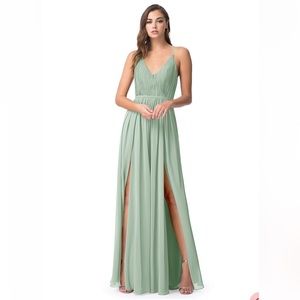 AZAZIE BLYTHE
A-Line Pleated Chiffon Floor-Length Dress Agave
Size: 4  (NWT)